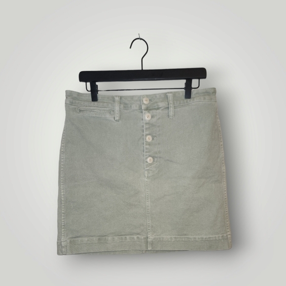 Madewell Dresses & Skirts - Madewell Emmett Straight Mini Skirt Sz 31 Frosted Green Stretchy Buttons